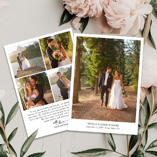 Elegant Calligraphy Simple Modern 5 Wedding Photo Thank You Card