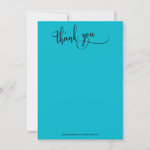 Elegant Calligraphy Simple Scuba Blue Thank You Card