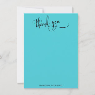 Elegant Calligraphy Simple Turquoise Thank You Card