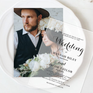 Elegant Calligraphy Simple Wedding Acrylic Invitations