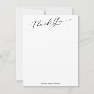 Elegant Calligraphy Simple White Thank You Card