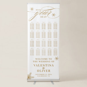 Elegant Calligraphy Snowflake Seating Chart Retractable Banner