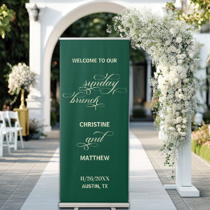 Elegant Calligraphy Sunday Brunch Teal Welcome Retractable Banner