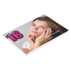 Elegant Calligraphy Sweet 16 Photo Pink Guest Book