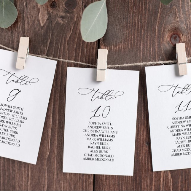 Elegant Calligraphy Table Number 10 Seating Chart (Creator Uploaded)