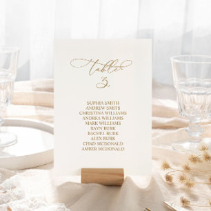 Elegant Calligraphy Table Number 3 Seating Chart