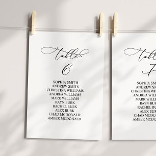 Elegant Calligraphy Table Number 6 Seating Chart
