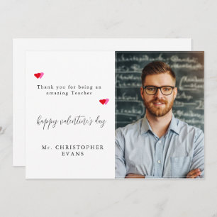 Elegant Calligraphy Teacher Valentines Day Photo Holiday Card