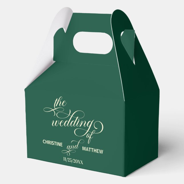 Elegant Calligraphy Teal Wedding Favour Box (Front)