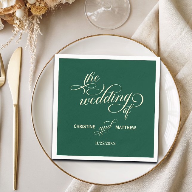 Elegant Calligraphy Teal Wedding Napkin (Creator Uploaded)