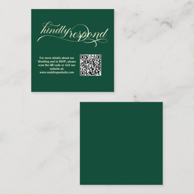 Elegant Calligraphy Teal Wedding RSVP Card (Front/Back)