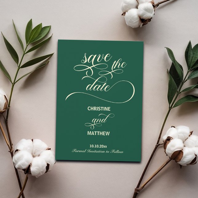 Elegant Calligraphy Teal Wedding Save The Date (Creator Uploaded)