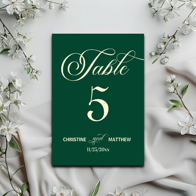 Elegant Calligraphy Teal Wedding Table Number (Creator Uploaded)