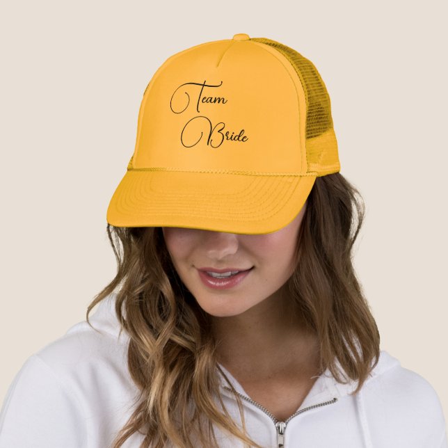 Elegant Calligraphy Team Bride Bridal Trucker Hat (In Situ)
