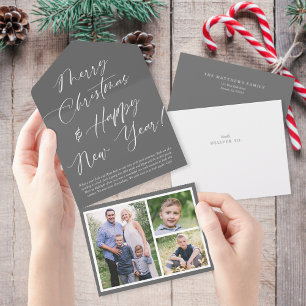 Elegant Calligraphy Tear Away Photo Holiday Card