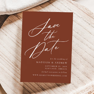 Elegant Calligraphy Terracotta Wedding Save The Date