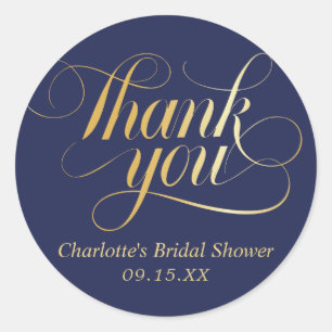 Elegant Calligraphy Thank You Bridal Shower Classic Round Sticker
