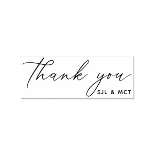 Elegant Calligraphy Thank You Wood Rubber Stamp