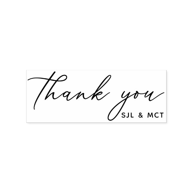 Elegant Calligraphy Thank You Wood Rubber Stamp (Imprint)