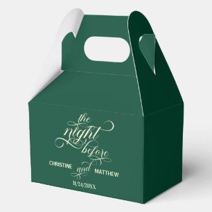 Elegant Calligraphy The Night Before Teal Wedding Favour Box