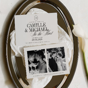 Elegant Calligraphy Tie The Knot 2 Photo Wedding Invitation