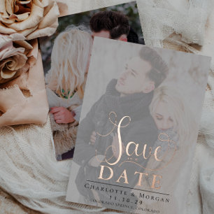 Elegant Calligraphy Two Photo Save the Date 