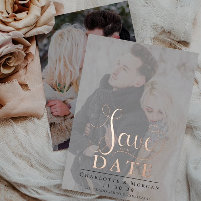 Elegant Calligraphy Two Photo Save the Date  (Creator Uploaded)