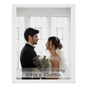 Elegant Calligraphy Two Photo Wedding Sign Welcome