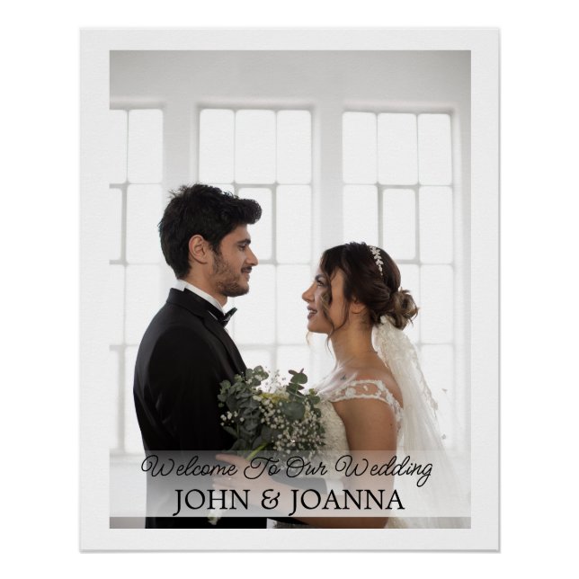 Elegant Calligraphy Two Photo Wedding Sign Welcome (Front)