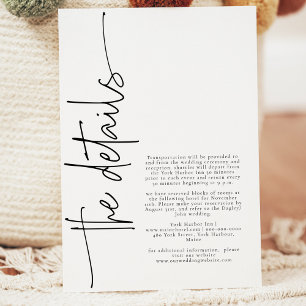 Elegant Calligraphy Vertical Wedding details Enclosure Card