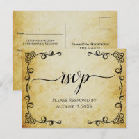 Elegant Calligraphy Vintage Parchment Wedding RSVP