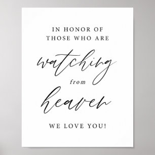 Elegant Calligraphy Watching From Heaven Memorial Poster