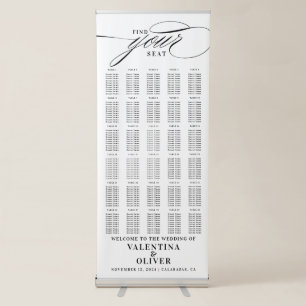 Elegant Calligraphy Wedding 30 Table Seating Retractable Banner
