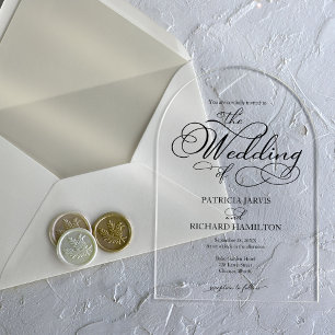 Elegant Calligraphy Wedding Acrylic Invitations