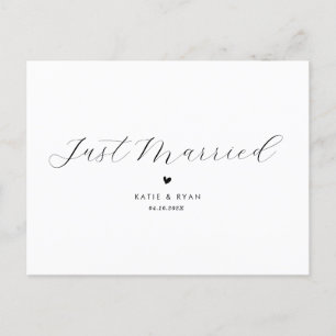 elegant calligraphy wedding announcement postcard