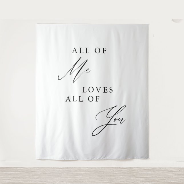 Elegant Calligraphy Wedding Backdrop Ceremony Sign Tapestry (Front)