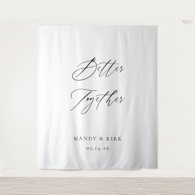 Elegant Calligraphy Wedding Backdrop Ceremony Sign Tapestry (Front)