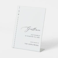 Elegant Calligraphy Wedding Bathroom Basket Sign