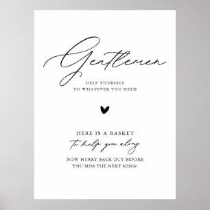 Elegant Calligraphy Wedding Bathroom Basket Sign