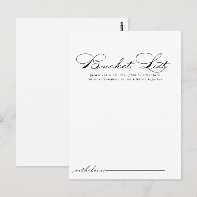 Elegant Calligraphy Wedding Bucket List Cards (Front/Back)