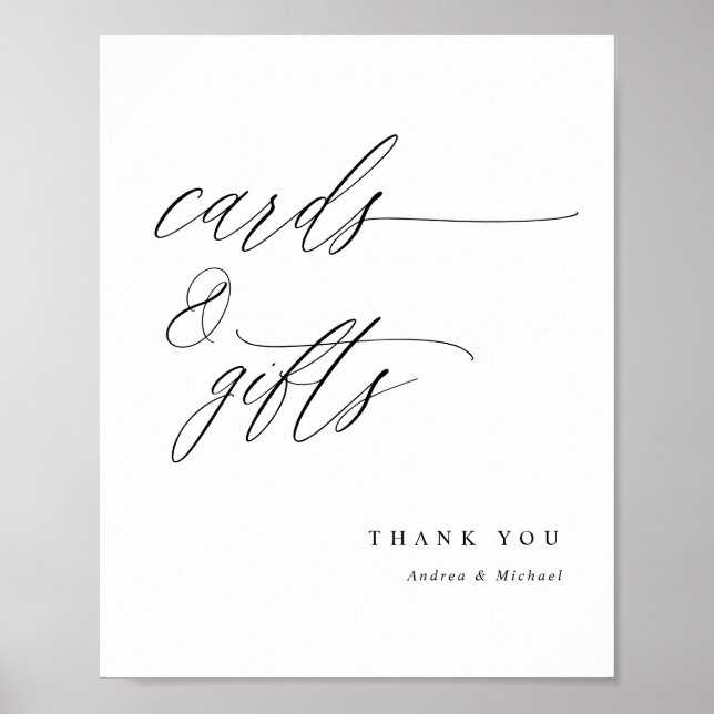 Elegant Calligraphy Wedding Cards & Gifts Sign (Front)