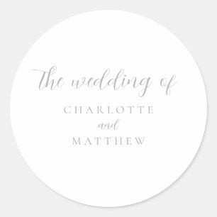 Elegant Calligraphy Wedding Classic Round Sticker
