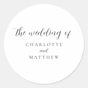 Elegant Calligraphy Wedding Classic Round Sticker