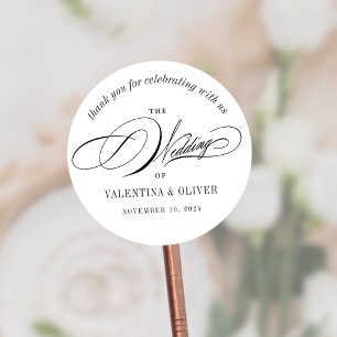 Elegant Calligraphy Wedding Classic Round Sticker