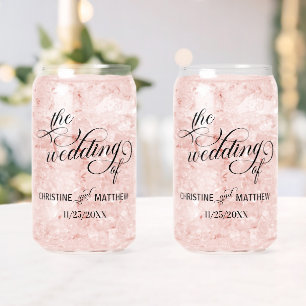Elegant Calligraphy Wedding Day Can Glass