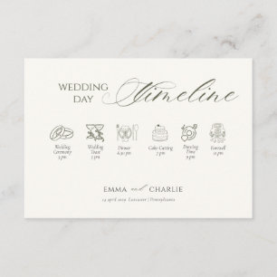 Elegant Calligraphy Wedding Day Timeline Enclosure Card