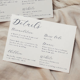 Elegant Calligraphy Wedding Details Enclosure Card