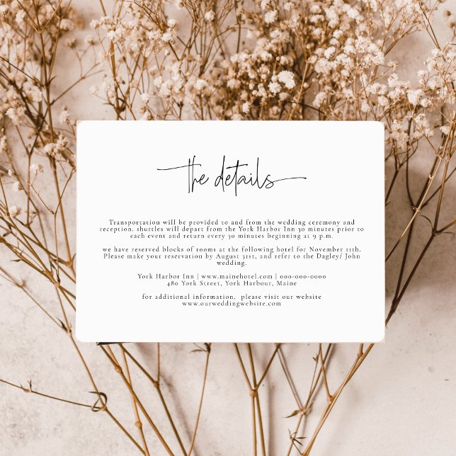 Elegant Calligraphy Wedding details  Enclosure Card (Creator Uploaded)
