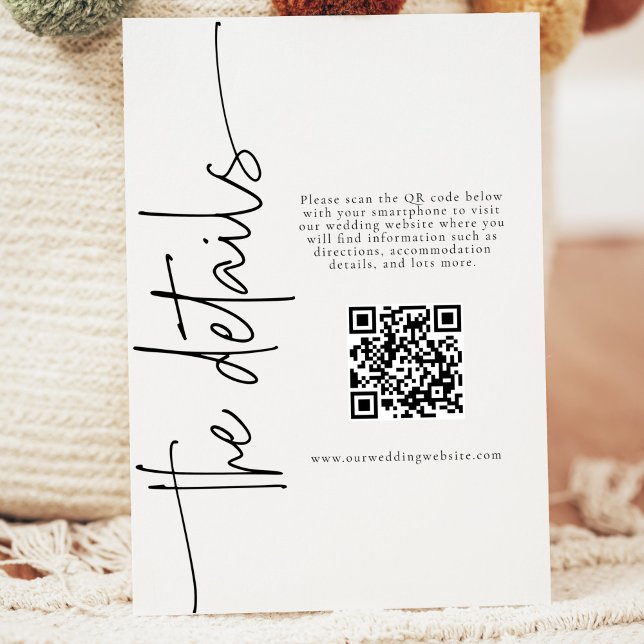 Elegant Calligraphy Wedding details QR code  Enclosure Card (Creator Uploaded)