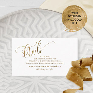 Elegant Calligraphy Wedding Details/ Website Gold Enclosure Card